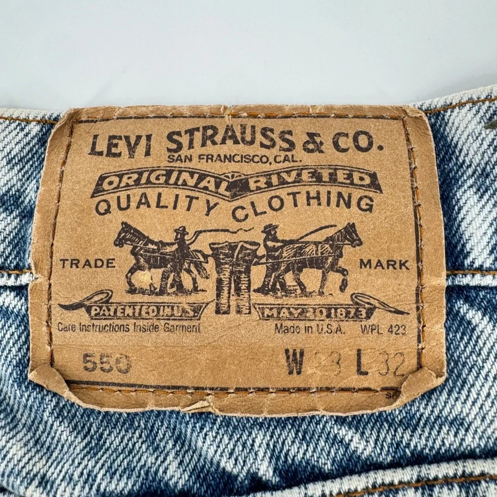 Levis‎ 550 Relaxed Fit Jeans Mens W34 L34 Light Acid Wash Distressed Orange Tab